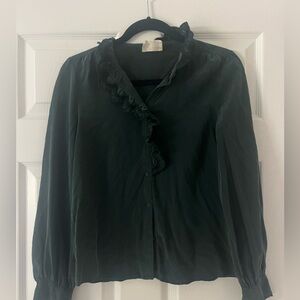 Sézane Chlo shirt in a dark green Size XS